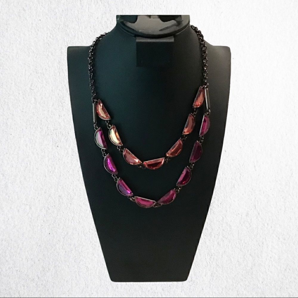 NWT. Coldwater Creek Peach & Pink Crescent Necklace